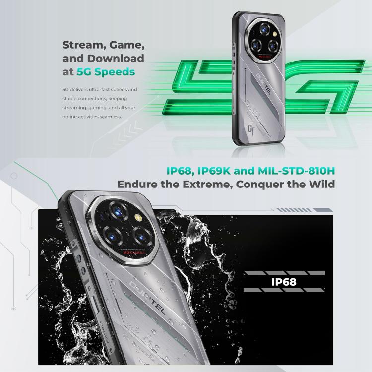Oukitel WP62 Rugged Phone, 16GB+512GB, 108MP Camera, Fingerprint Identification, 6.6 inch Android 15 MediaTek Dimensity 7025 Octa Core, NFC, OTG, Network: 5G, 16GB+512GB