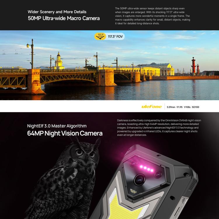 Ulefone Armor 34 Pro+ Projector, 16GB+512GB, Night Vision, IP68/IP69K Rugged Phone, 6.95 inch Android 15 MediaTek Dimensity 7400X Octa Core, Network: 5G, NFC, OTG, Armor 34 Pro+
