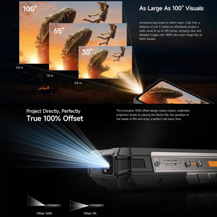 Ulefone Armor 34 Pro+ Projector, 16GB+512GB, Night Vision, IP68/IP69K Rugged Phone, 6.95 inch Android 15 MediaTek Dimensity 7400X Octa Core, Network: 5G, NFC, OTG, Armor 34 Pro+