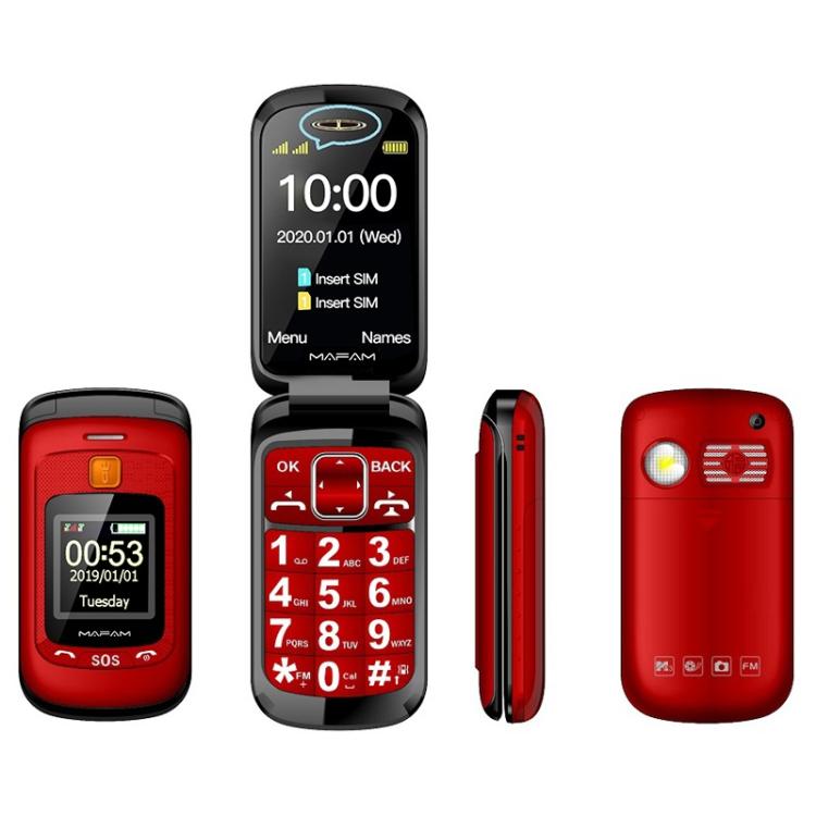 Mafam F899 Flip Phone, 2.4 inch, 32MB+32MB, Support FM, SOS, GSM, Family Number, Big Keys, Dual SIM, US Plug, US Plug
