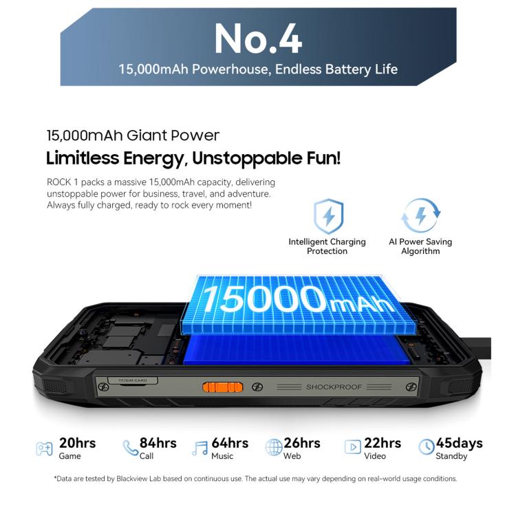 Blackview ROCK 1 Rugged Phone, 8GB+256GB, 6.56 inch Android 16 MT6769V/CB Helio G81 Octa Core, Network: 4G, OTG, NFC, ROCK 1 8GB+256GB