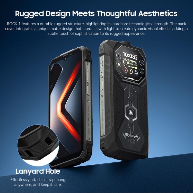 Blackview ROCK 1 Rugged Phone, 8GB+256GB, 6.56 inch Android 16 MT6769V/CB Helio G81 Octa Core, Network: 4G, OTG, NFC, ROCK 1 8GB+256GB