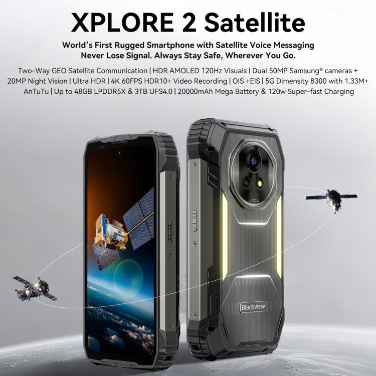 Blackview XPLORE 2 Satellite, 16GB+1TB, 6.73 inch Android 15 Dimensity 8300 MT6897 Octa Core, Network: 5G, OTG, NFC, XPLORE 2 Satellite 16GB+1TB