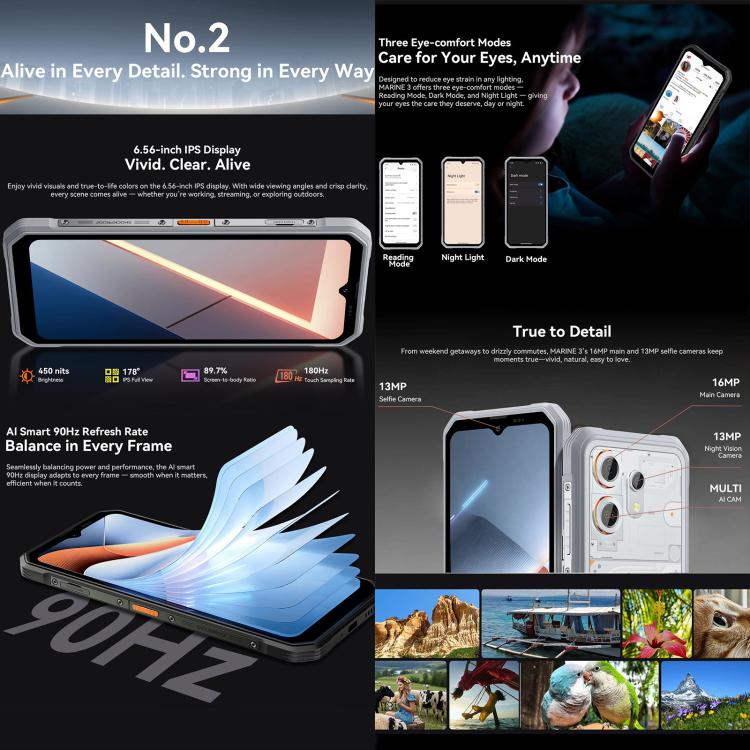 Blackview Oscal Marine 3, 8GB+256GB, 6.56 inch Android 16 MT6769V/CB Helio G81 Octa Core, Network: 4G, OTG, NFC, 8GB+256GB