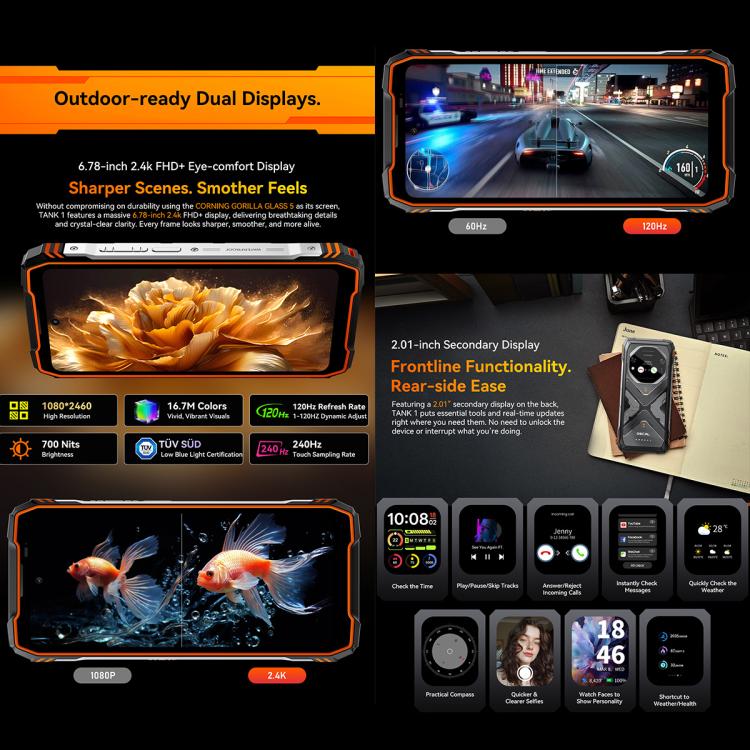 Blackview Oscal TANK 1, 12GB+256GB, 6.78 inch Android 15 DokeOS 4.2 Mediatek Dimensity 7050 Octa Core, Network: 5G, OTG, NFC, 12GB+256GB