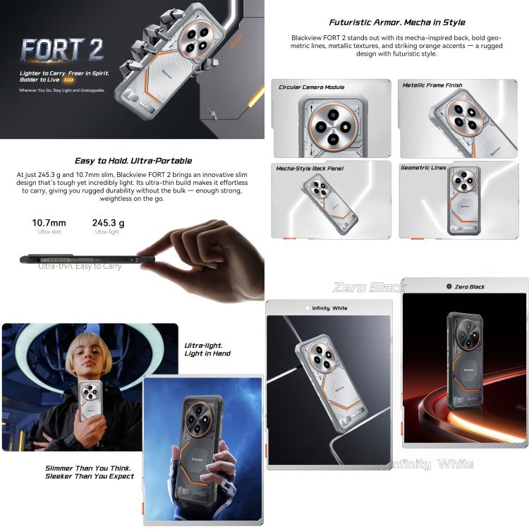 Blackview FORT 2 Rugged Phone, 8GB+128GB, 6.56 inch Android 15 MediaTek MT6769V/CB Helio G81 Octa Core, Network: 4G, OTG, NFC, 8GB+128GB