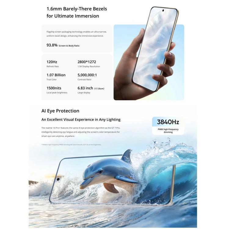 Realme 14 Pro+, 12GB+512GB, Screen Fingerprint Identification, 6.83 inch Realme UI 6.0 Snapdragon 7s Gen 3 Octa Core, NFC, Network: 5G, Realme 14 Pro+, 12GB+512GB, 12GB+512GB