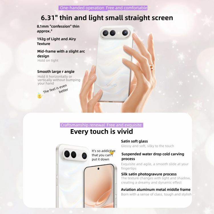 vivo S50 Pro mini, 12GB+512GB, 3D Fingerprint, 6.31 inch Android 16 OriginOS 6 Snapdragon 8 Gen 5 Octa Core, OTG, NFC, Network: 5G, Support Google Play, 12GB+512GB