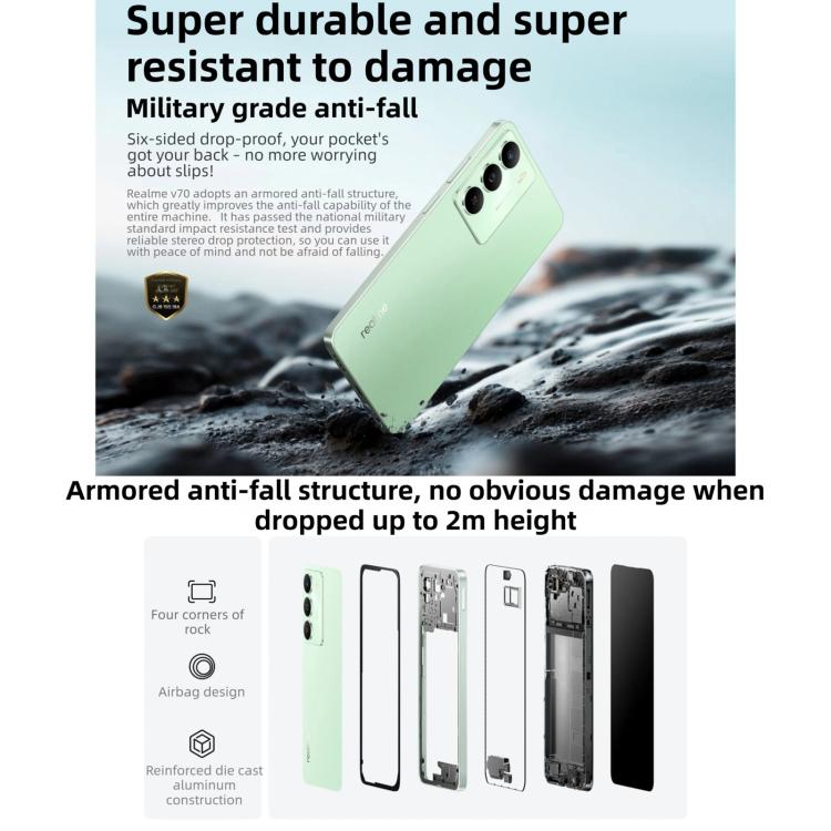 Realme V70, 8GB+256GB, 6.67 inch Realme UI 6.0 Android 15 Dimensity 6300 5G Octa Core, Network: 5G, 8GB+256GB