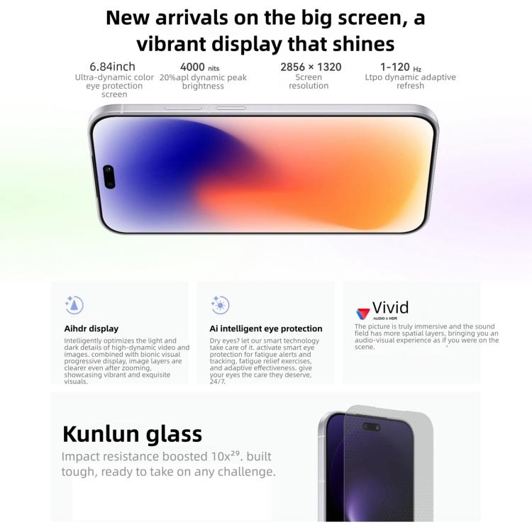 Huawei nova 15 Pro, 12GB+256GB, Side Fingerprint Identification, 6.84 inch HarmonyOS 6.0 Kirin 9010S Octa Cora, NFC, OTG, Not Support Google Play, 12GB+256GB