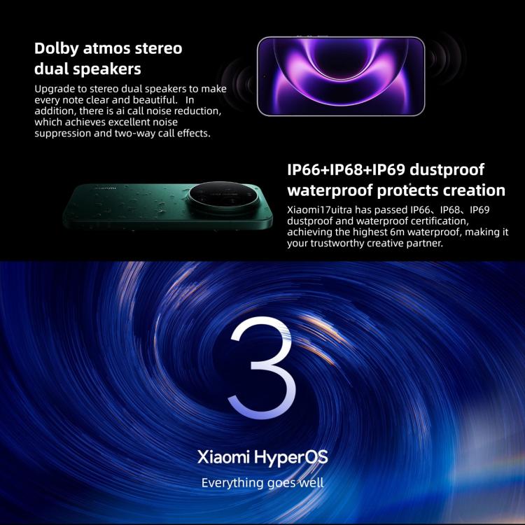 Xiaomi 17 Ultra, 12GB+256GB, 3D Ultrasonic Fingerprint, 6.9 inch Xiaomi HyperOS 3 Snapdragon 8 Elite Gen 5 Octa Core, NFC, Network: 5G, 12GB+512GB, 12GB+256GB