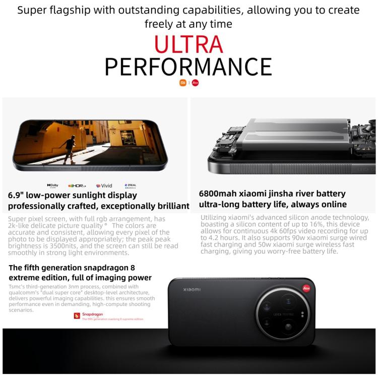 Xiaomi 17 Ultra By Leica, 16GB+512GB, 3D Ultrasonic Fingerprint, 6.9 inch Xiaomi HyperOS 3 Snapdragon 8 Elite Gen 5 Octa Core, NFC, Network: 5G, By Leica, 16GB+512GB