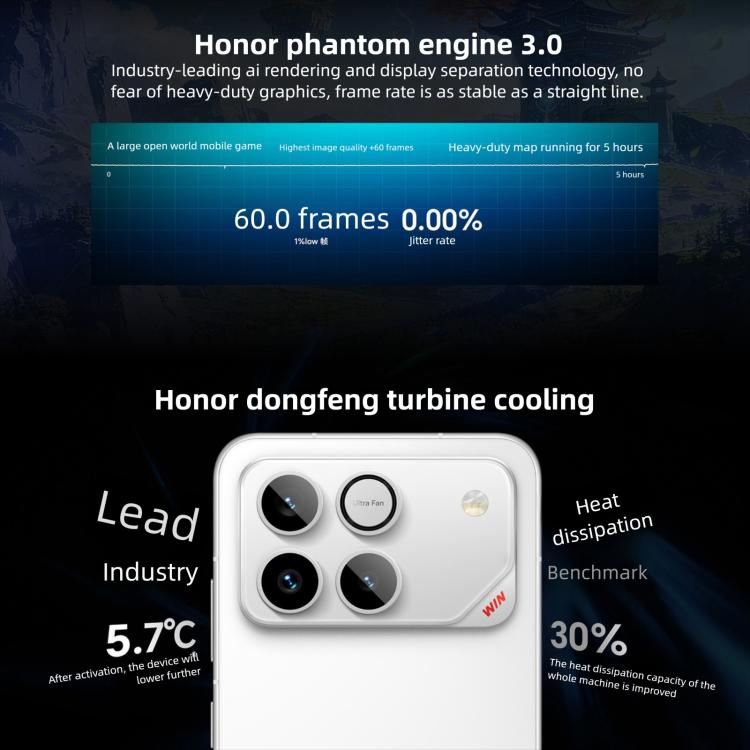 Honor WIN, 16GB+1TB, 3D Ultrasonic Fingerprint, 10000mAh Battery, 6.83 inch MagicOS 10.0 / Android 16 Snapdragon 8 Elite Gen 5 Octa Core, Network: 5G, NFC, OTG, 16GB+1TB