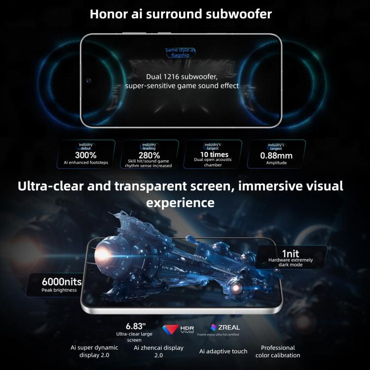 Honor WIN RT, 12GB+512GB, 3D Ultrasonic Fingerprint, 10000mAh Battery, 6.83 inch MagicOS 10.0 / Android 16 Snapdragon 8 Elite Octa Core, Network: 5G, NFC, OTG, 12GB+512GB