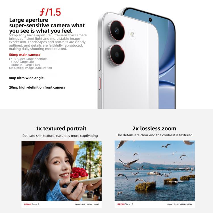 Xiaomi REDMI Turbo 5, 16GB+256GB, 6.59 inch Xiaomi HyperOS 3 Dimensity 8500-Ultra Octa Core, NFC, Network: 5G, 16GB+256GB
