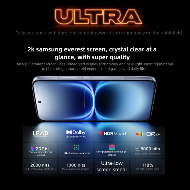 vivo iQOO 15 Ultra, 24GB+1TB, Ultrasonic 3D Fingerprint, 6.85 inch Android 16 OriginOS 6 Snapdragon 8 Elite Gen 5 Octa Core, OTG, NFC, Network: 5G, Support Google Play, 24GB+1TB