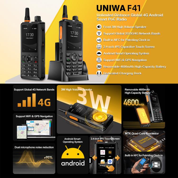 UNIWA F41 Rugged Phone, 1GB+8GB, 2.4 inch MediaTek MT6739,  4600mAh Battery, 21 Keys, Network: 4G, F41