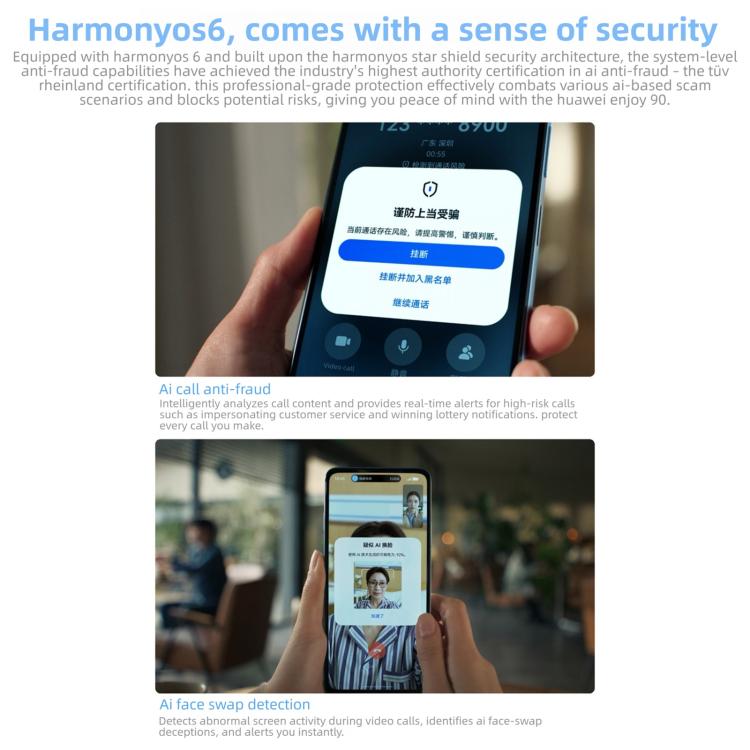 HUAWEI Enjoy 90, 8GB+128GB, Side Fingerprint, 6.67 inch HarmonyOS 6.0 Kirin 8000A, OTG, Not Support Google Play, 8GB+128GB