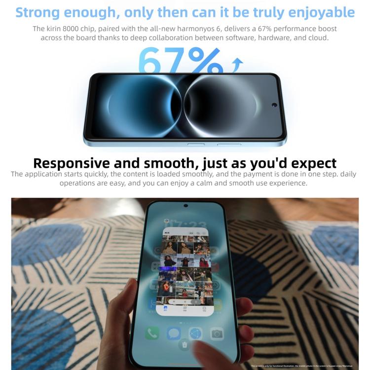 HUAWEI Enjoy 90 Plus, 8GB‌+128GB, Side Fingerprint, 6.67 inch HarmonyOS 6.0 Kirin 8000, OTG, Not Support Google Play, 8GB+128GB