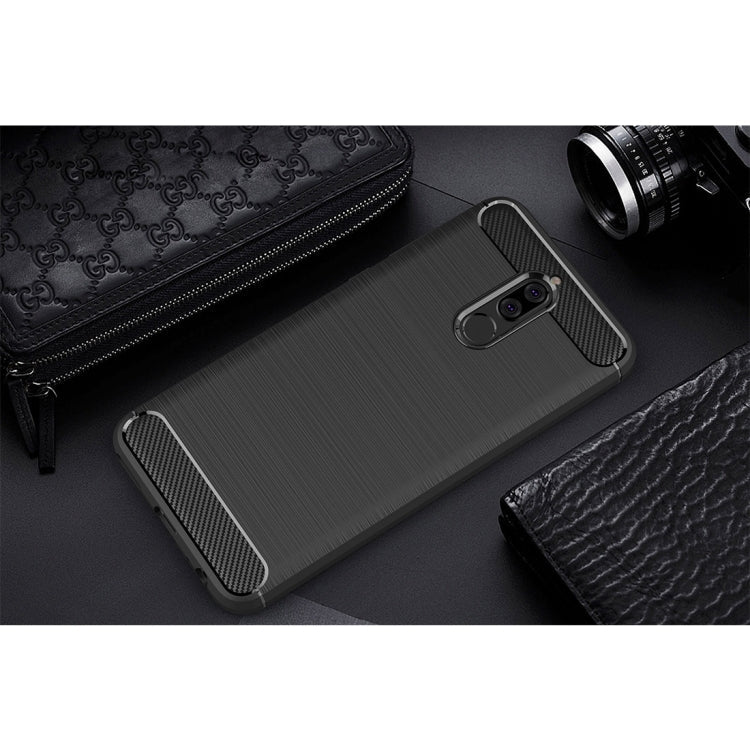 For Huawei  Mate 10 Lite Brushed Carbon Fiber Texture TPU Shockproof Anti-slip Soft Protective Back Cover Case, For Mate 10 Lite