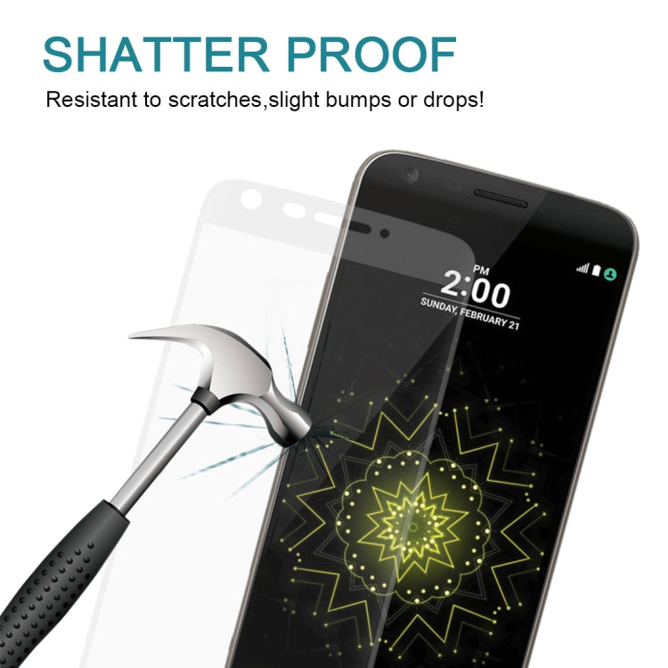 For LG G5 0.26mm 9H Surface Hardness 3D Curved Explosion-proof Colorized Silk-screen Tempered Glass Full Screen Film, For LG G5