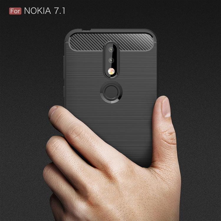 Brushed Texture Carbon Fiber Soft TPU Case for Nokia 7.1, Nokia 7.1