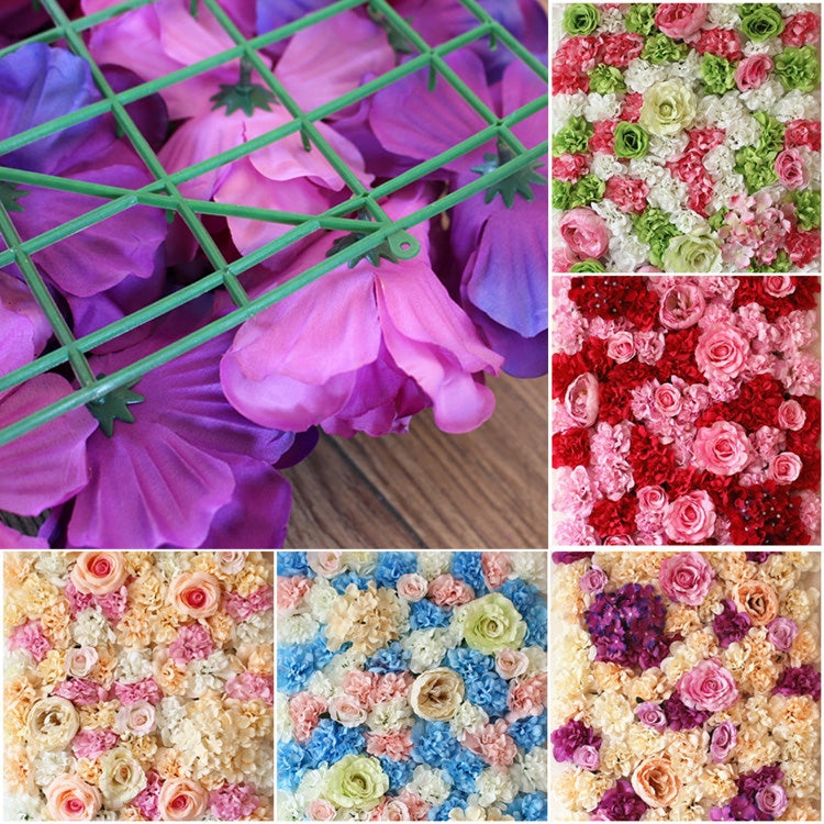 Blooming Rose Peony Hydrangea Artificial Encryption Flower DIY Wedding Wall Decoration Photo Background, Size: 60cm x 40cm, 60x40cm(Champagne)
