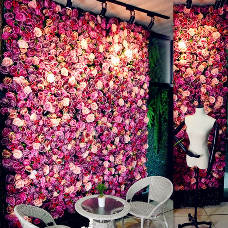 Blooming Rose Peony Hydrangea Artificial Encryption Flower DIY Wedding Wall Decoration Photo Background, Size: 60cm x 40cm, 60x40cm(Champagne)