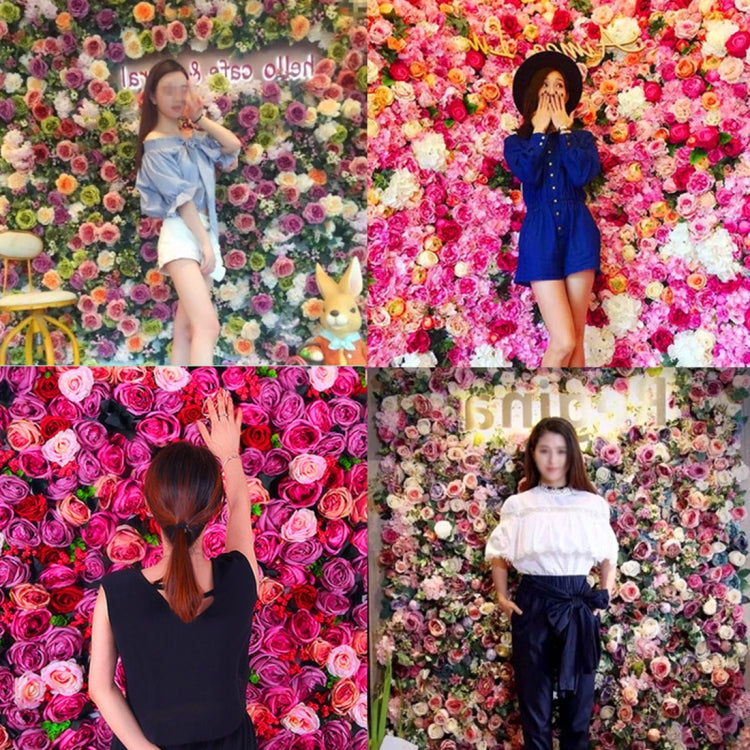 Blooming Rose Peony Hydrangea Artificial Encryption Flower DIY Wedding Wall Decoration Photo Background, Size: 60cm x 40cm, 60x40cm(Champagne)
