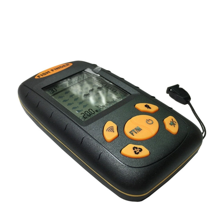 Portable Ultrasonic Fish Finder, Water Depth & Temperature Fishfinder with Wired Sonar Sensor Transducer and LCD Display, Fish Finder  Black