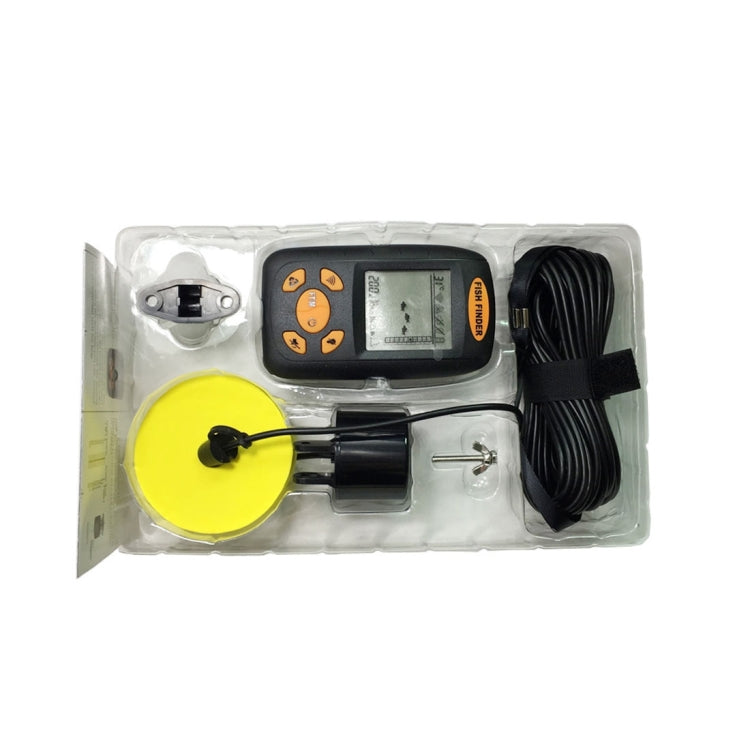 Portable Ultrasonic Fish Finder, Water Depth & Temperature Fishfinder with Wired Sonar Sensor Transducer and LCD Display, Fish Finder  Black