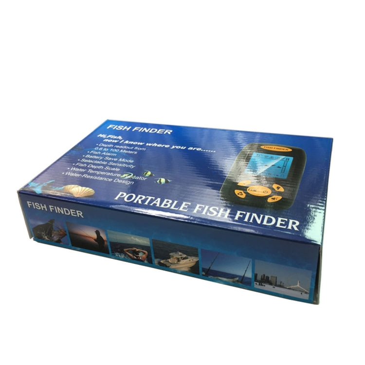 Portable Ultrasonic Fish Finder, Water Depth & Temperature Fishfinder with Wired Sonar Sensor Transducer and LCD Display, Fish Finder  Black