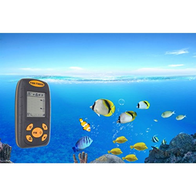Portable Ultrasonic Fish Finder, Water Depth & Temperature Fishfinder with Wired Sonar Sensor Transducer and LCD Display, Fish Finder  Black