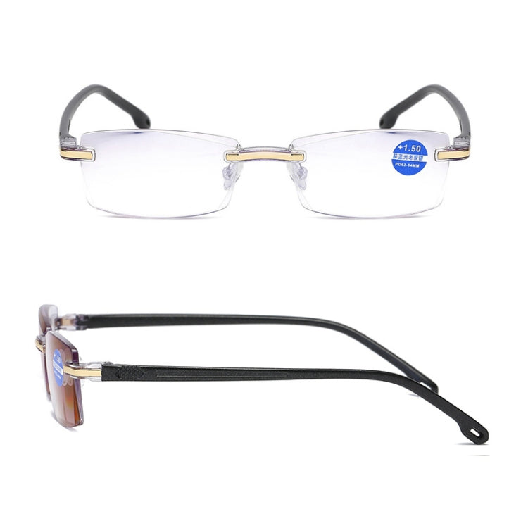 Rimless Anti Blue-ray Blue Film Lenses Presbyopic Glasses, +1.50D, +1.50D