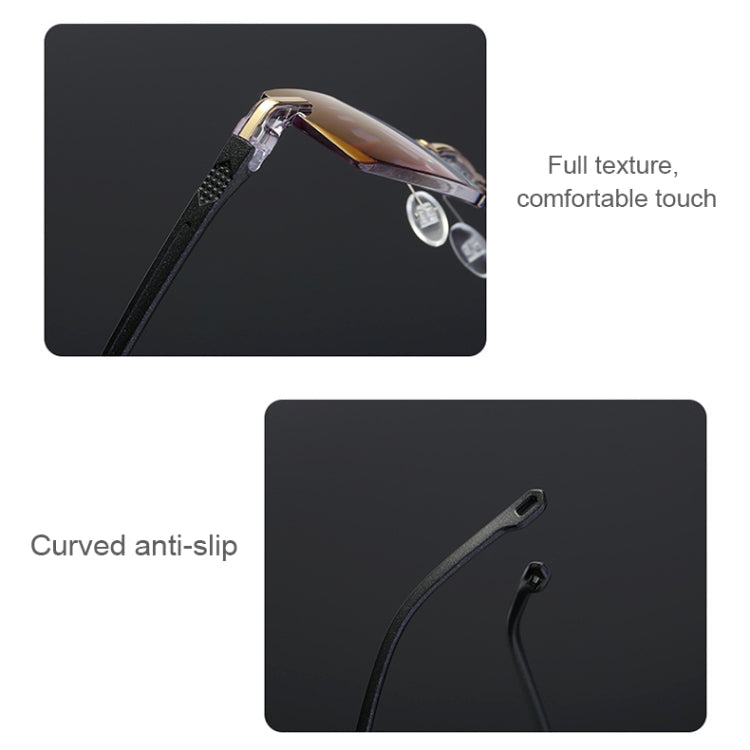 Rimless Anti Blue-ray Blue Film Lenses Presbyopic Glasses, +2.00D, +2.00D