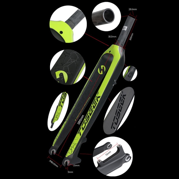 TOSEEK Ultra Light 26 Inch 385mm Mountain Bike Full Carbon Front Fork Straight Tube Disc Brake, 26 Inch 385mm