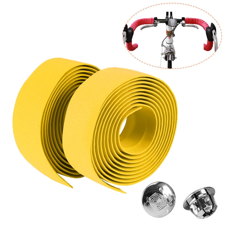 1 Pair Cycling Road Bike Sports Bicycle Cork Handlebar Tape Wrap + 2 Bar Plug, 2m White, 2m Yellow, 2m Black, 2m Pink, 2m Green, 2m Blue, 2m Red