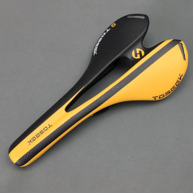 TOSEEK Road Bike Carbon Fiber Seat Bicycle Hollow Seat Saddle, 3K Texture + Extinction, Extinction(Orange), Extinction(Red), Extinction(Yellow)