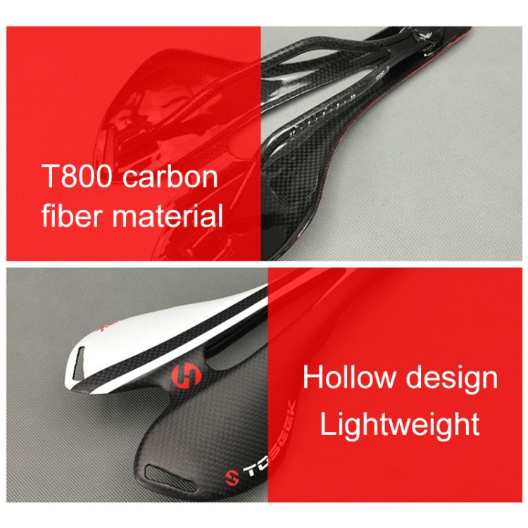 TOSEEK Road Bike Carbon Fiber Seat Bicycle Hollow Seat Saddle, 3K Texture + Extinction, Extinction(Orange), Extinction(Red), Extinction(Yellow)