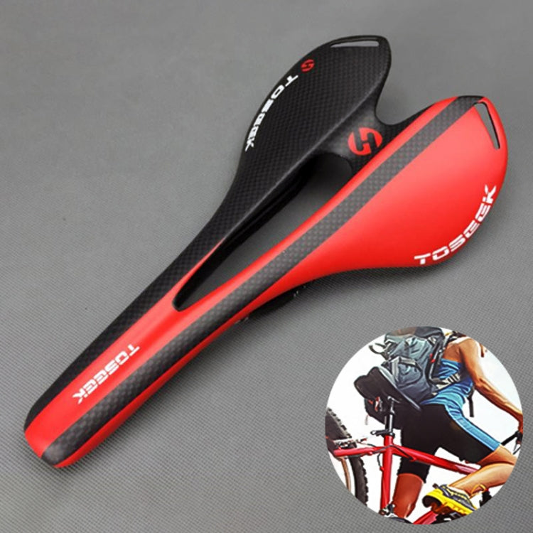 TOSEEK Road Bike Carbon Fiber Seat Bicycle Hollow Seat Saddle, 3K Texture + Extinction, Extinction(Orange), Extinction(Red), Extinction(Yellow)