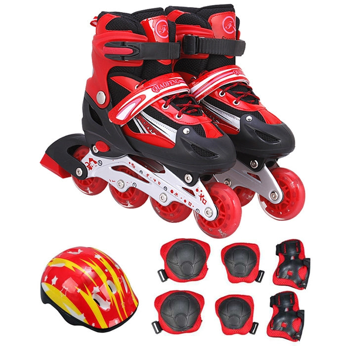 Children Adult Flash Straight Row Roller Skates Skating Shoes Suit, Size : L, Size : L (Pink), Size : L (Blue), Size : L (Red)