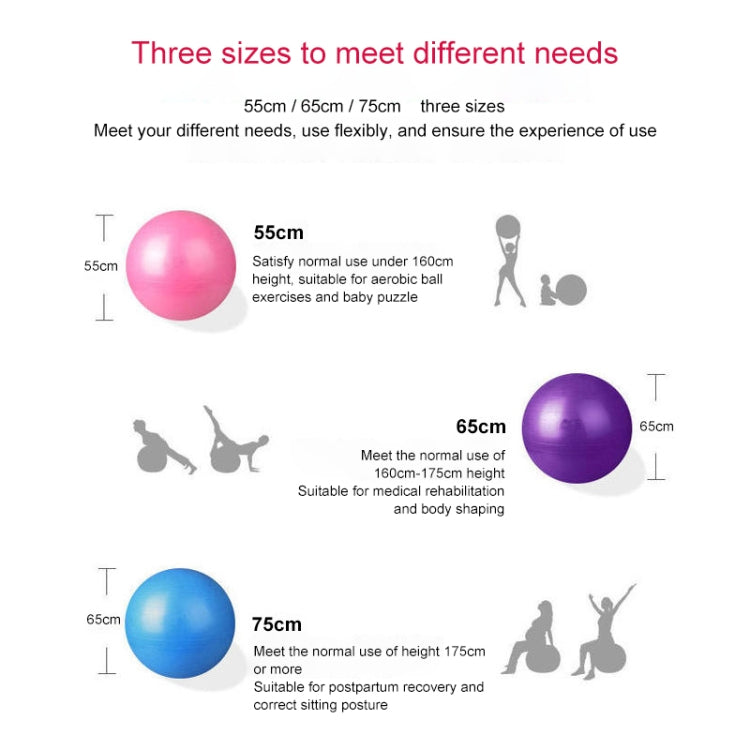 Thickening Explosion-proof Big Yoga Ball Sport Fitness Ball Environmental Pregnant Yoga Ball, Diameter: 65cm, 65cm(Pink), 65cm(Purple)