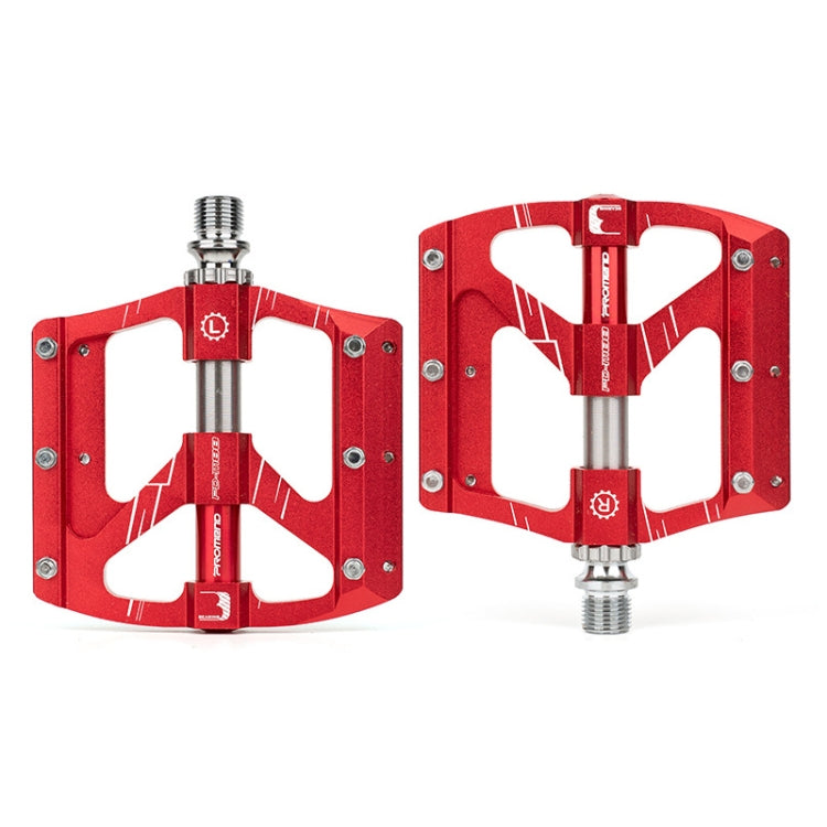 Red PROMEND PD-M88 mountain bike aluminum alloy pedals with three bearings and chrome molybdenum steel shaft pair