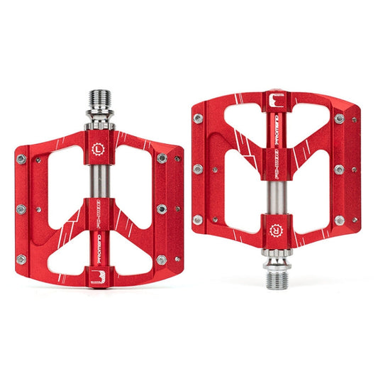 Red PROMEND PD-M88 mountain bike aluminum alloy pedals with three bearings and chrome molybdenum steel shaft pair