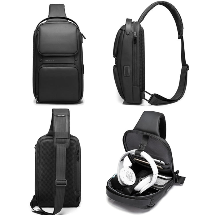 Bange BG-7258 Men Oxford Cloth Waterproof Crossbody Chest Bag with USB Port, Size: 35 x 21 x 12cm, 35 x 21 x 12cm(Black)