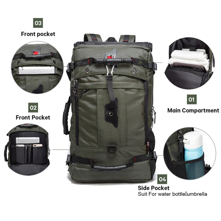 KAKA kaka2070 Oversized Version Men Oxford Cloth Waterproof Backpack Mountain Bag, Capacity: 50L, 50L(Army Green), 50L(Black), 50L(Blue)