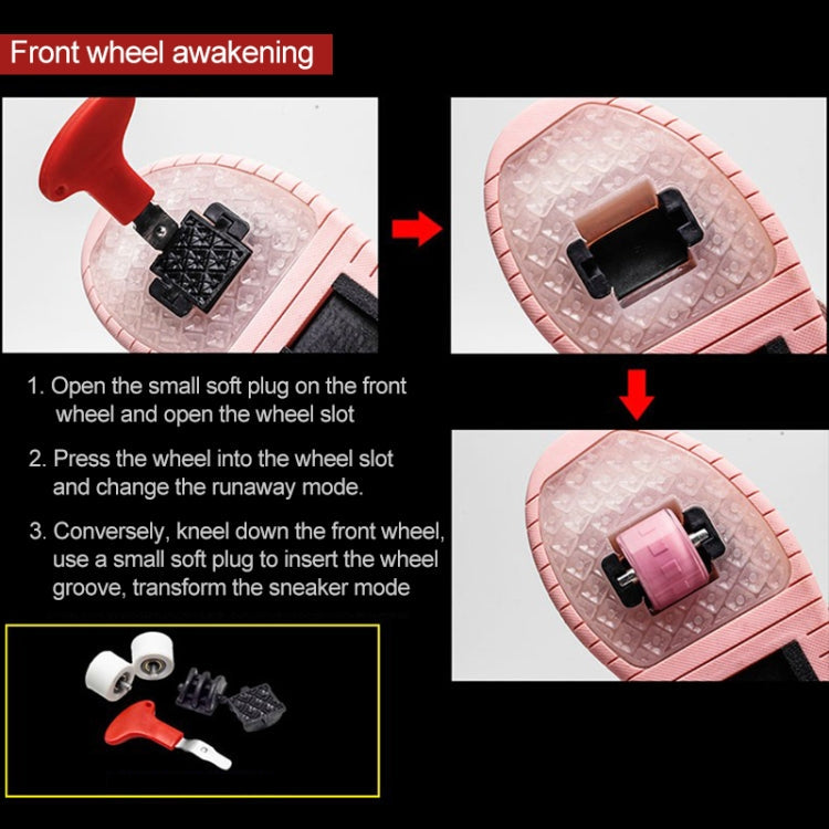 CD03 LED Double Wheel Wing Roller Skating Shoes, Size : 38, Size : 38 (Black), Size : 38 (Pink), Size : 38 (Gold), Size : 38 (Silver)