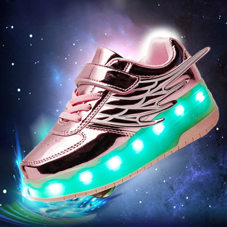 CD03 LED Double Wheel Wing Roller Skating Shoes, Size : 38, Size : 38 (Black), Size : 38 (Pink), Size : 38 (Gold), Size : 38 (Silver)