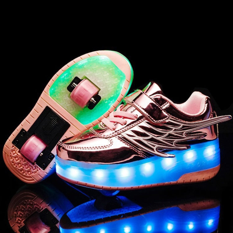 CD03 LED Double Wheel Wing Roller Skating Shoes, Size : 38, Size : 38 (Black), Size : 38 (Pink), Size : 38 (Gold), Size : 38 (Silver)