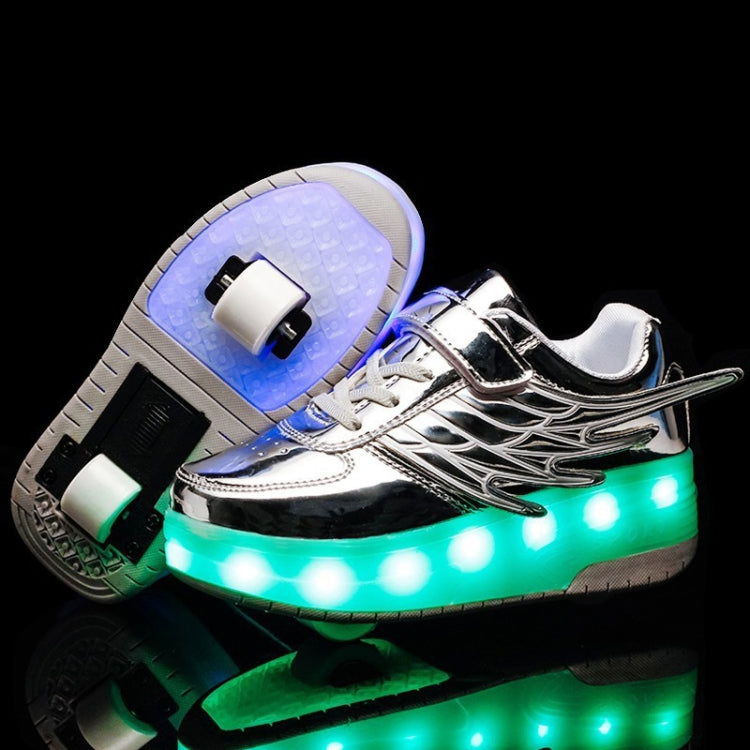 CD03 LED Double Wheel Wing Roller Skating Shoes, Size : 38, Size : 38 (Black), Size : 38 (Pink), Size : 38 (Gold), Size : 38 (Silver)